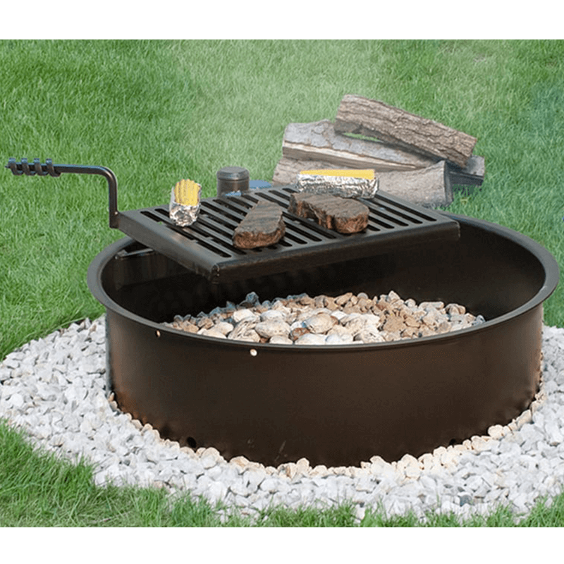 Preparing food on a park charcoal grill